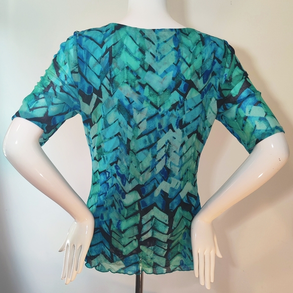 Kenneth Cole Blue Teal Low Plunging Drape Neckline - Picture 5 of 7